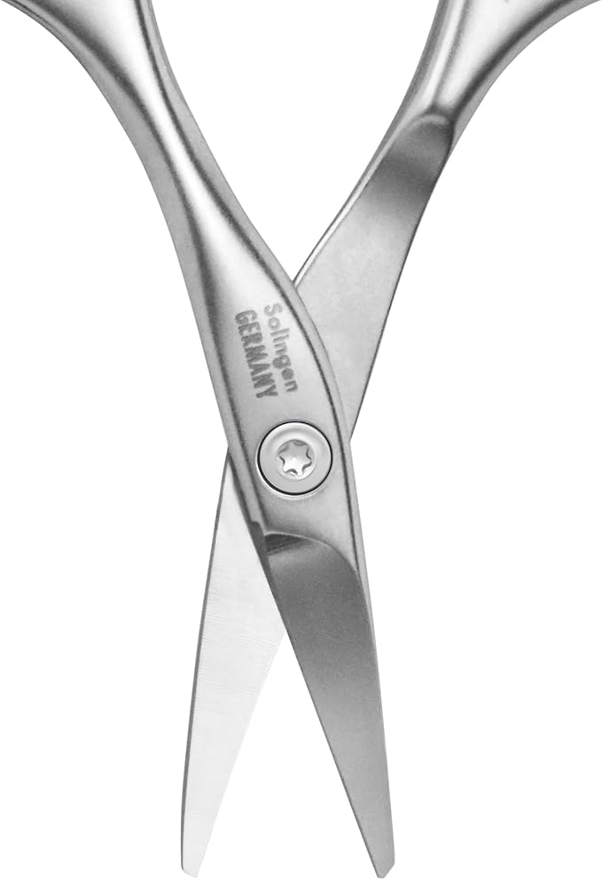 GERMANIKURE Rounded Safety Nail Scissors - FINOX Surgical Stainless Steel baby scissors and Manicure Tools in Leather Case - Self Grooming Scissors for nails Ethically Made in Solingen Germany - 4701
