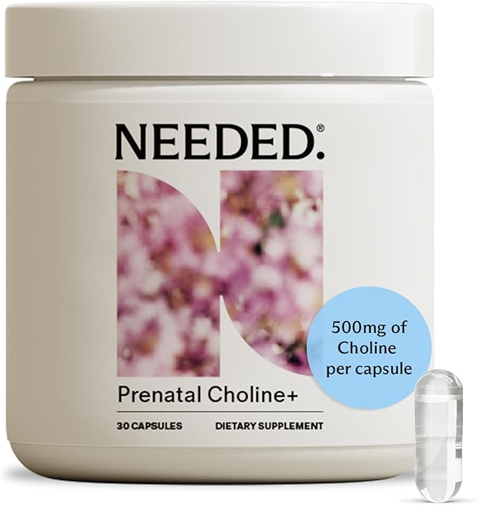 Needed. Prenatal Choline+ Liquid Capsules for Cognitive Development - Choline Supplements For Pregnancy - Aids Baby Brain Development & Supports Healthy Pregnancy - Third Party Tested - 30 Liquid Caps