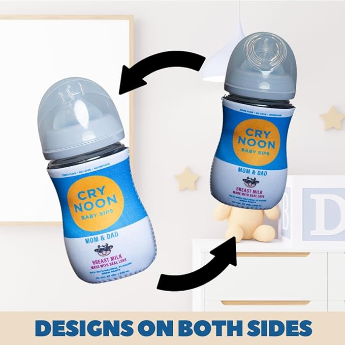 Hard Seltzer Themed Coozies for Baby Bottles - Funny Gift for New Parents & Baby Showers - (2 Premium Designed Neoprene Coozies + BPA/Lead/Phthalate Free Bottle Included)