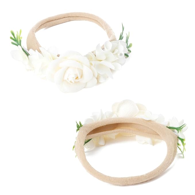 Baby Girl Headbands Nylon Flower Elastic Hairbands 3pcs Hair Accessories Gift for Newborn Infant Toddlers (YM2)