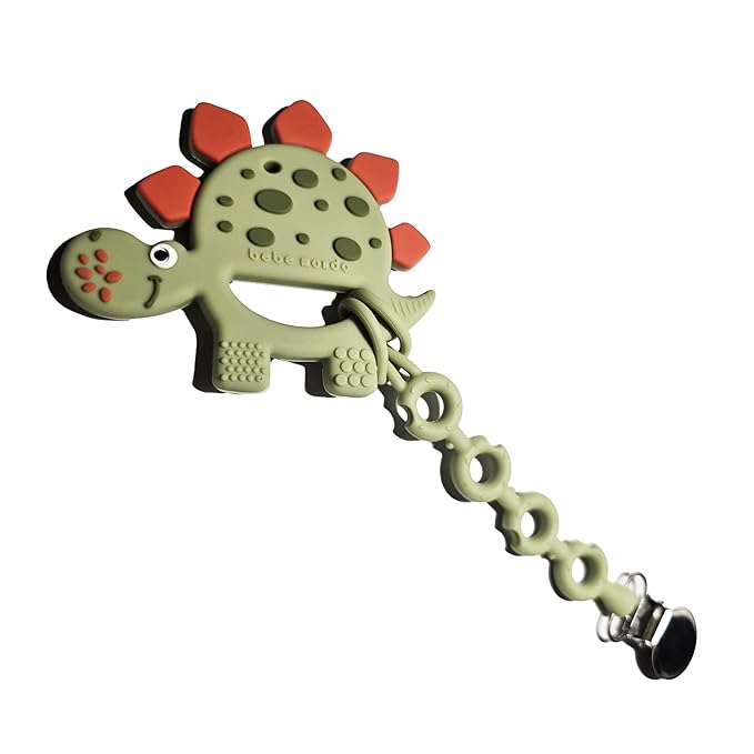 Bebe Mondo Dinosaur Baby Teething Toys 3–6 6–12 Months, Teethers for Babies 0–3–6–12 Months for Teething Relief, Baby Gift, Baby Teether Toys, Silicone Sensory Toys, Soft-Textured Infant Toys