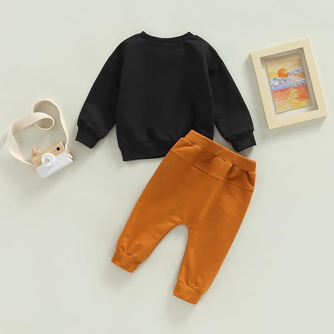wdehow Toddler Baby Boy 2Pcs Outfits Letters Print Pullover Tops + Drawstring Pants Set Fall Winter Clothes