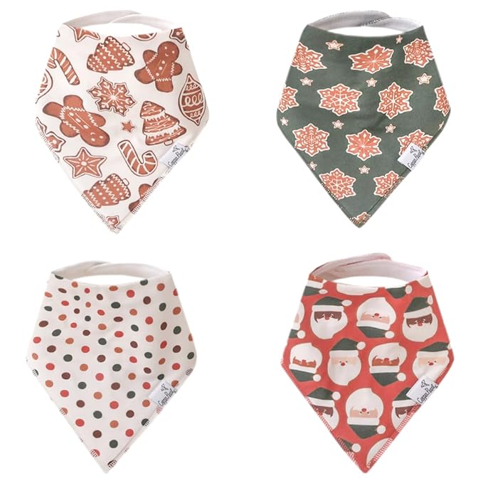 Copper Pearl 4 Pack Soft Cotton Baby Bibs for Drooling and Teething, Absorbent Drool Bibs for Baby Girl and Boy, Adjustable to Fit Newborns to Toddlers (Gingerbread)