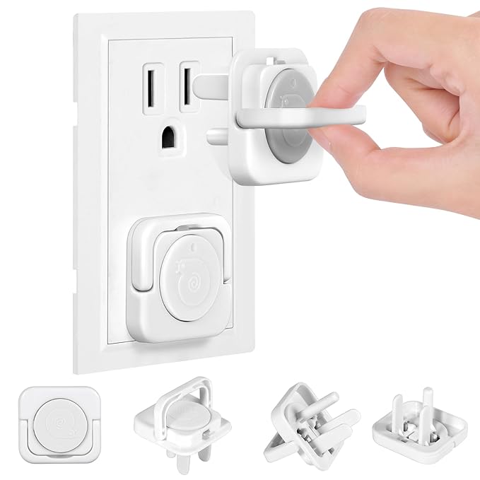 Outlet Covers Baby Proofing, 40 Pack Child Proof Plug Socket Covers Electric Plug Protectors Safety Caps to Prevent Power Shock, for US 3-Prong, Gray & White
