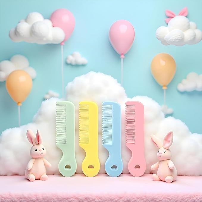 4 Pack Baby Hair Comb for Newborn, Round Colorful Tip Bristles Cute Comb Grooming for Sensitive Scalp Skin for Infant, Toddler, Kids Grooming, Healthcare Kit, Baby and Child Care Products