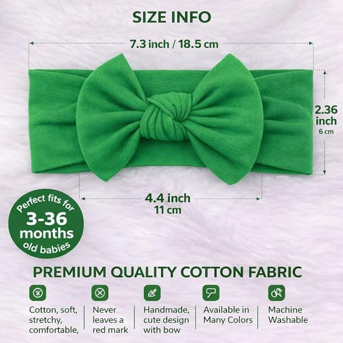 Baby Girl Headbands-Infant,Toddler Cotton Handmade Hairbands with Bows Child Hair Accessories