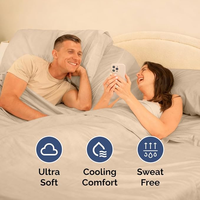 Flex Top Split Head King 4 Piece Sheet Set - Comfy Breathable & Cooling Bed Sheets Set - Hotel Luxury Bedding for Women, Men, Kids, Teens, Boys & Girls - Deep Pockets, Ultra-Soft - Oeko-Tex - Cream