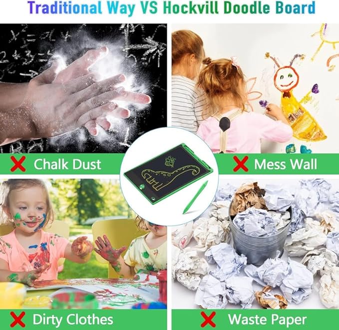Hockvill LCD Writing Tablet for Kids 8.8 Inch, Toys for Girls Boys Drawing Pad for 3 4 5 6 7 Year Old Kid, Toddler Magnetic Doodle Board Travel Essentials, Birthday Valentines Gifts for Kids (Green)