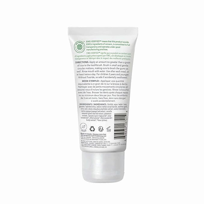 Attitude Baby and Child Fluoride-Free Training Toothpaste, Naturally Derived Ingredients, Vegan, EWG Verified, Strawberry, 2.6 Oz (Pack of 2)