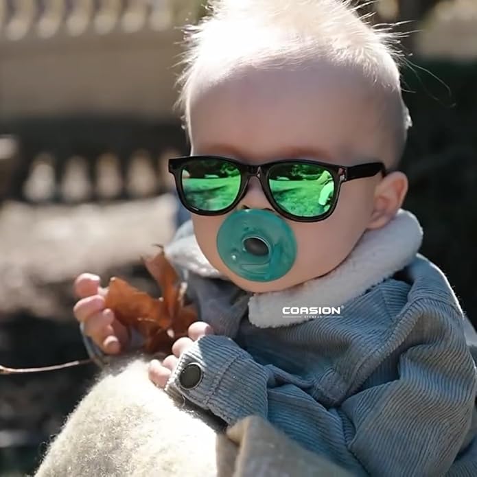 COASION Bendable Flexible Polarized Newborn Baby Sunglasses with Silicon Strap for Infant Boys Girls Age 0-12 Months CA9042