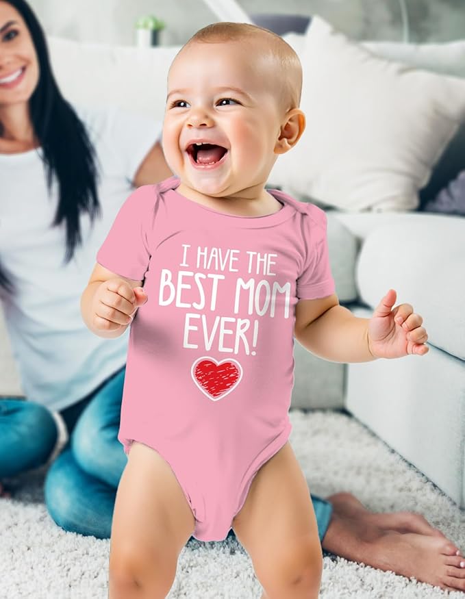 Tstars I Have the Best Mom Ever Baby Bodysuit Newborn Outfit Gift for Baby Shower or First Mother's Day