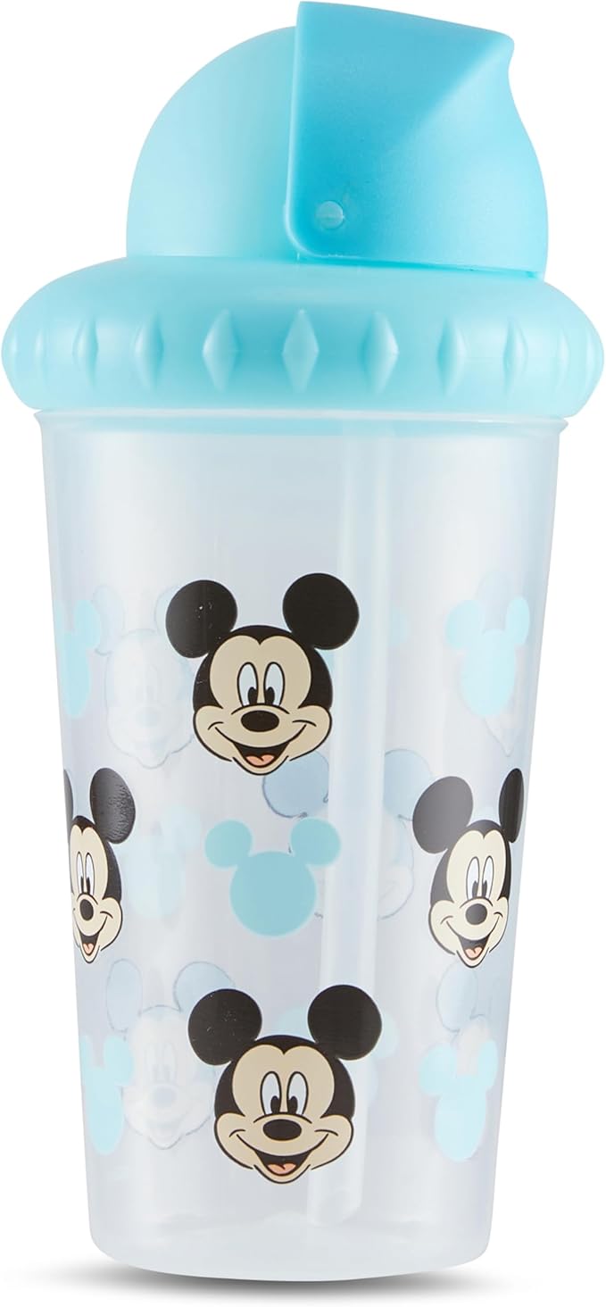 Disney Toddler Sippy Cups for Boys and Girls | 10 Ounce Sippy Cup Pack of Two with Straw and Lid | Durable Leak Proof Travel Water Bottle for Toddlers