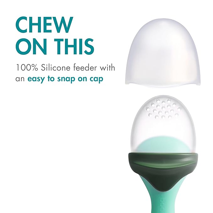 Boon Pulp Silicone Baby Fruit Feeder - Soft Silicone Baby Feeding - Fruit and Vegetable Baby Led Weaning Supplies - Baby Feeding Essentials - Green/Mint - 1 Count
