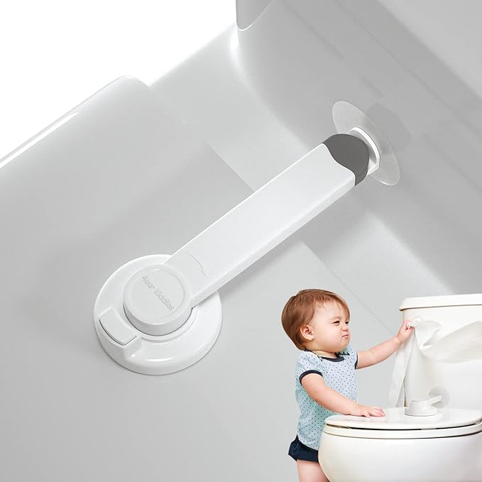 4our Kiddies Toilet Locks Baby Proof, Baby Proofing Toilet Seat Lock with Extra Pallet Fit for Most Standard Toilet, Easy Intallation Toilet Lid Lock for Child Safety with 1 Extra 3M Adhesive((1 Pack)