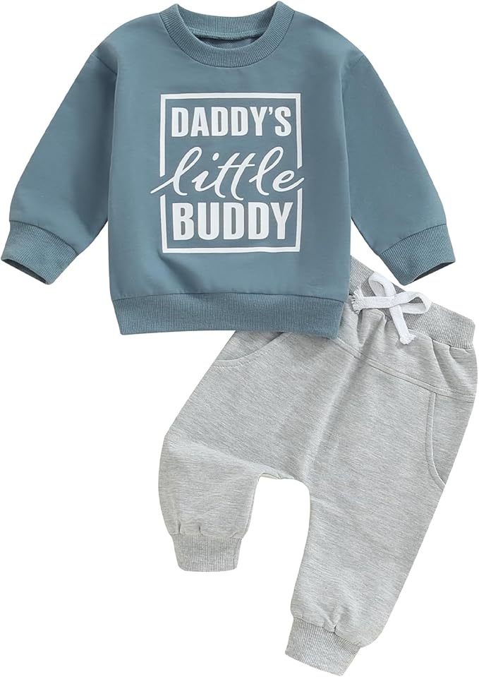 Infant Baby Boy Fall Clothes Set Funny Letter Sweatshirt Pant Outfit Toddler Winter Clothes 6 12 18 Months 2T 3T