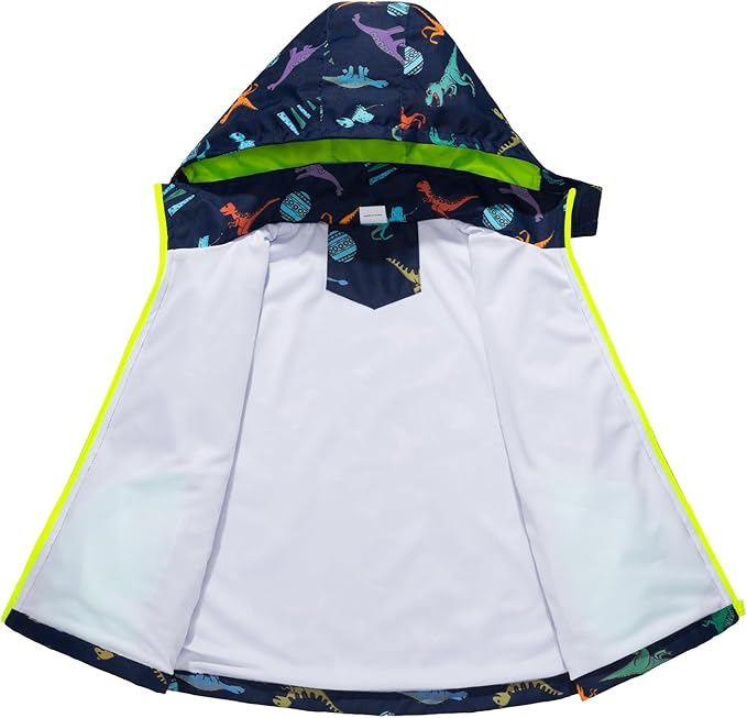 FYMNSI Kids Boys Lightweight Waterproof Hooded Jacket with Pockets Toddler Spring Fall Outfits Zip Up Thin Outwear Coats