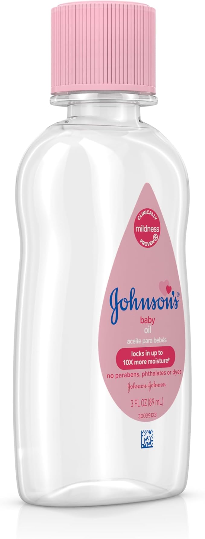 Johnson's Baby Oil, Pure Mineral Oil to Prevent Moisture Loss for Newborn, Kids, and Adults, Gentle and Soothing Baby Massage Oil, Dry Skin Relief, Hypoallergenic, Original Scent, 3 fl. oz