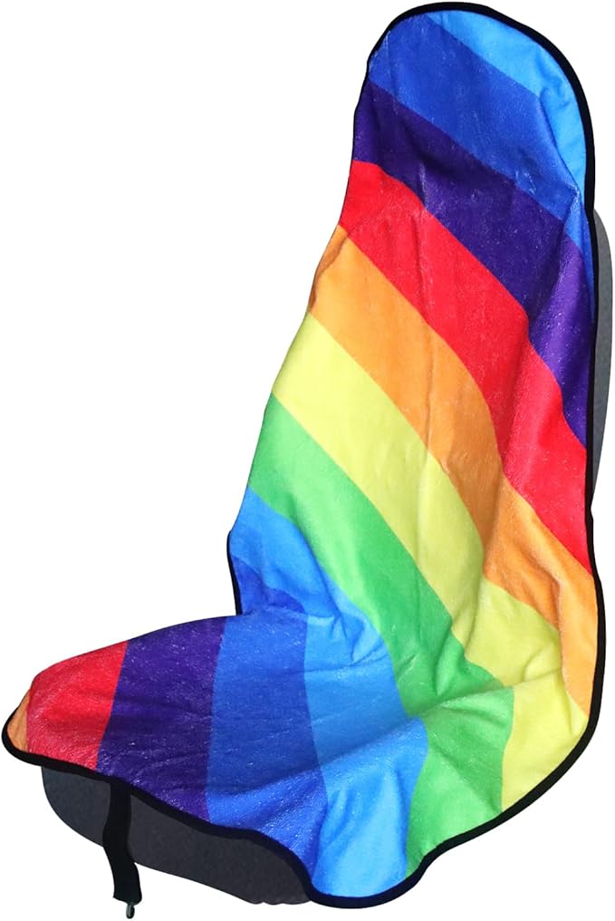 Sweat Towel Car Seat Cover Protector Front Seats for Gym Workout, Running, Swimming, Beach and Hiking, Waterproof Universal Seat Cover for Car, Truck, Van & SUV (Rainbow, 1pcs Front Seat)