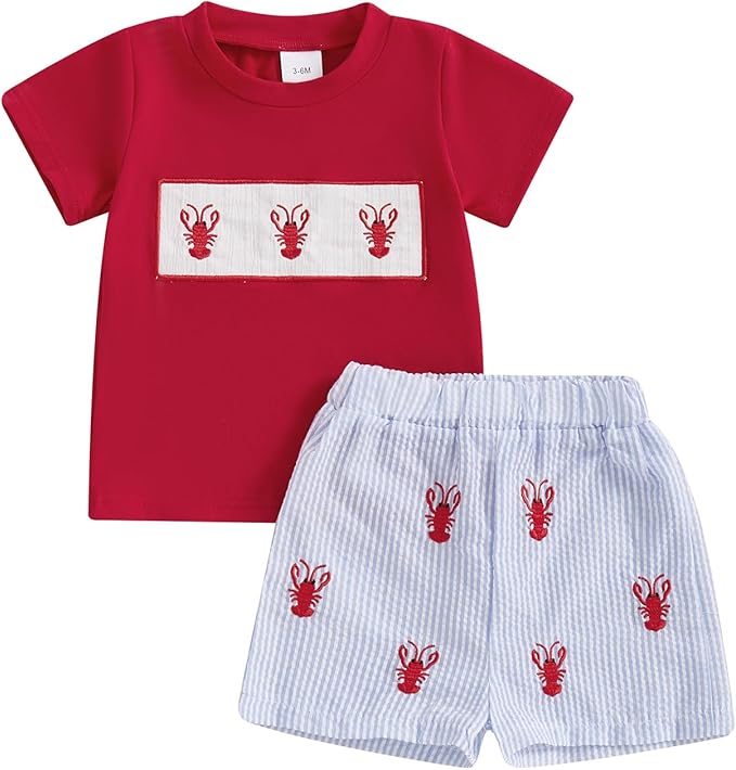 fhutpw Toddler Baby Boy Summer Clothes Tractor Letter Short Sleeve T-Shirt Tops Pockets Casual Shorts Set Infant Outfits