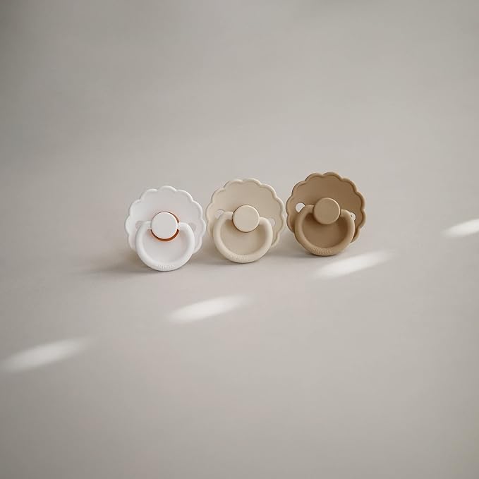 FRIGG Daisy SilkySoft Silicone Baby Pacifier | Made in Denmark | BPA-Free (Baked Clay/Cream, 6-18 Months)