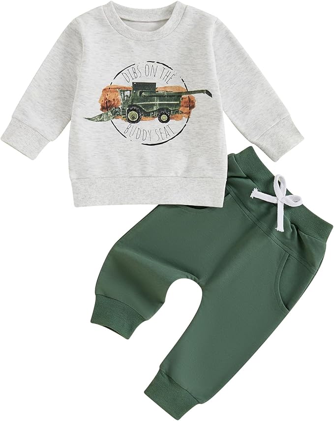 Baby Boy Fall Clothes Set Long Sleeve Letter Print Sweatshirt Pants Toddler Infant Outfits 6 12 18 24 Months 2T