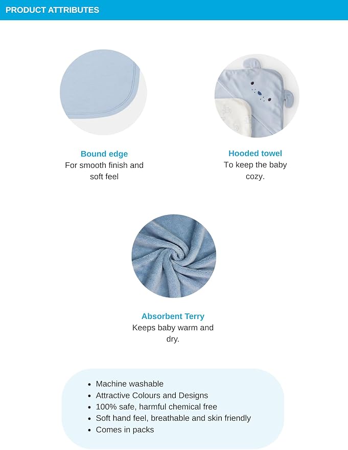 Carter's Baby Hooded Towel (2-pk Ivory/Blue)