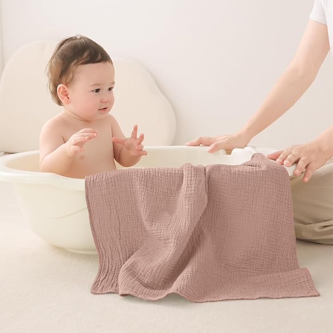 Susurration Muslin Burp Cloths 24x24 Inches Ultra Soft 100% Cotton, 4 or 7 Pack Baby Washcloths for Newborn, Absorbent Burp Rags & Swaddle Blankets