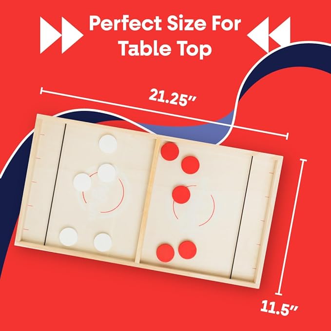 Bayview Fast Sling Puck Game – 2‑Player Wooden Tabletop Game for Kids & Adults | Fast-Paced Family Party Game, Travel-Friendly & Durable