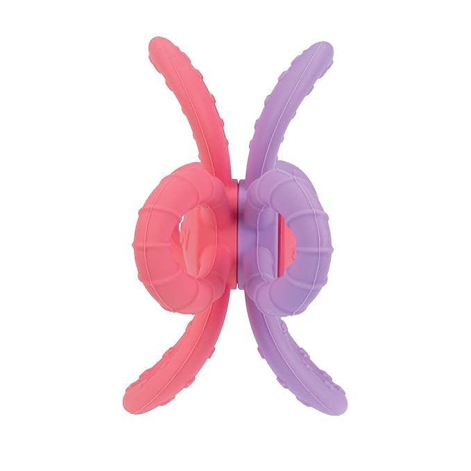 Nuby Fun Loops Teether - Flower-Shaped Infant Teething Toy for Babies - 3+ Months - Pink and Purple