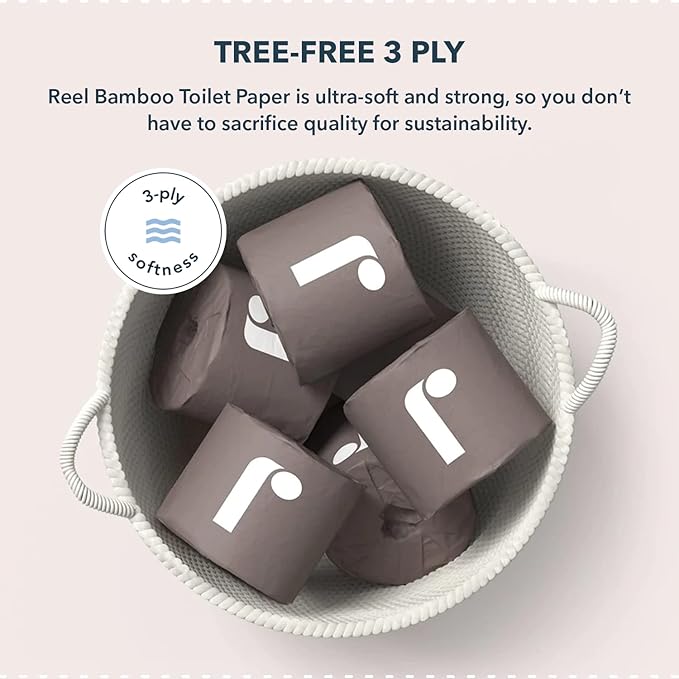 Bulk Reel Premium Toilet Paper - 2 Pack - 48 Rolls of Toilet Paper - 3-Ply Made From Tree-Free - Zero Plastic Packaging