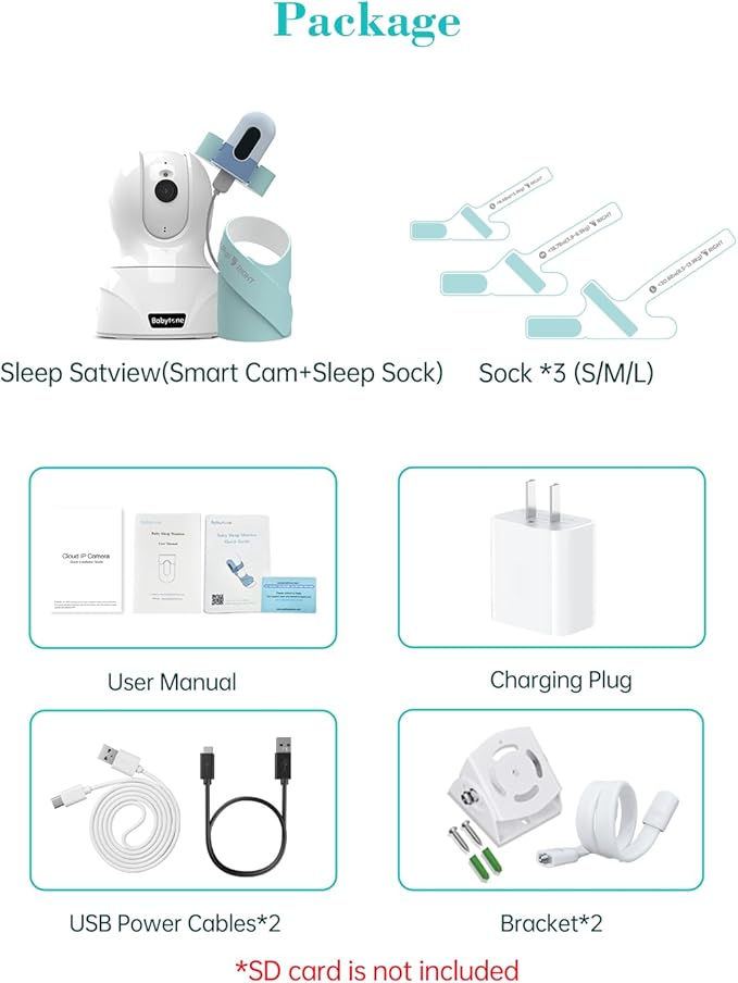 Babytone Baby Monitor - Smart Sleep Sock & 2.5K HD Camera, Track Heart Rate and Movement, Cry/Motion Detect, Two-Way Audio and Night Vision Baby Monitor with APP