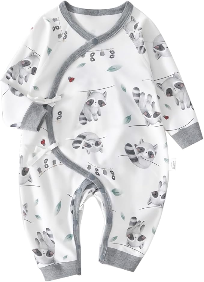 100% Organic Cotton Soft 0-6 Months Unisex Footless Newborn Baby Sleepers Pajamas Romper Boys Girls Long Sleeve