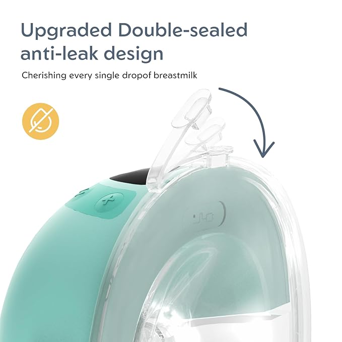 MomMed S33 Wearable Breast Pump, Ultra-Quiet in-Bra Pump for Work & Night, One-Tap Pause, Night Light, Leakproof, 4 Modes 9 Levels, 17/19/21mm Inserts (Green, 2 Pack)
