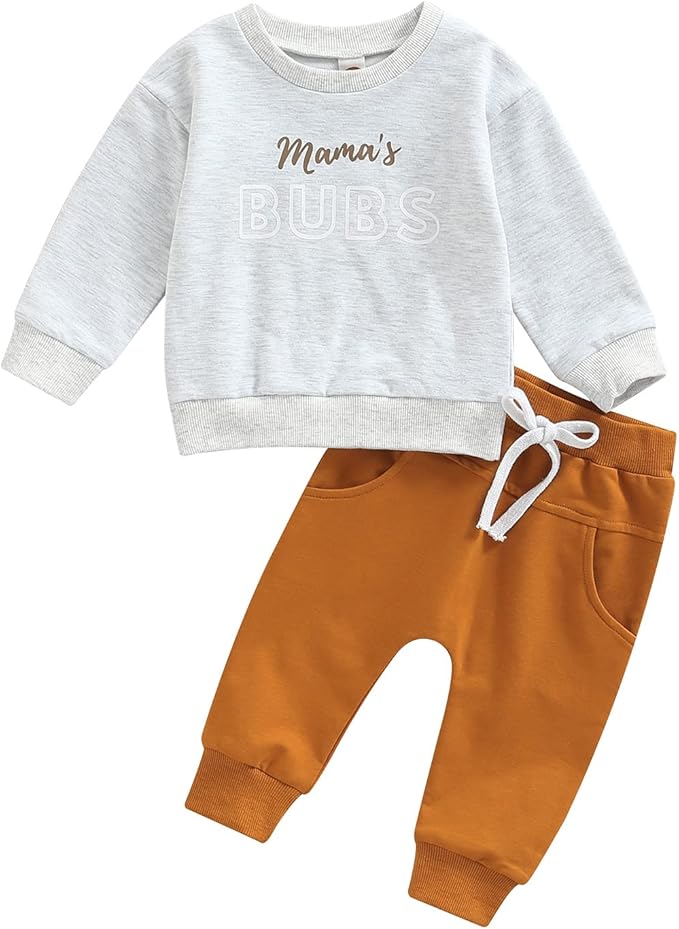 Baby Boy Fall Clothes Set Long Sleeve Crewneck Sweatshirts Pants Cute Infant Newborn Outfits 6 12 18 24 Months 2T