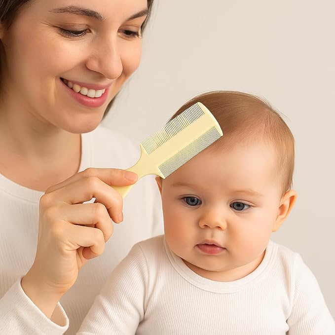 Vakly Fine Tooth Baby Comb [3 Pack] – Double-Sided Infant Hair Extra Fine Detangling Comb with Handle for Cradle Cap, Dandruff & Lice – Gentle Rounded Teeth for Newborns, Babies, Toddlers & Adults