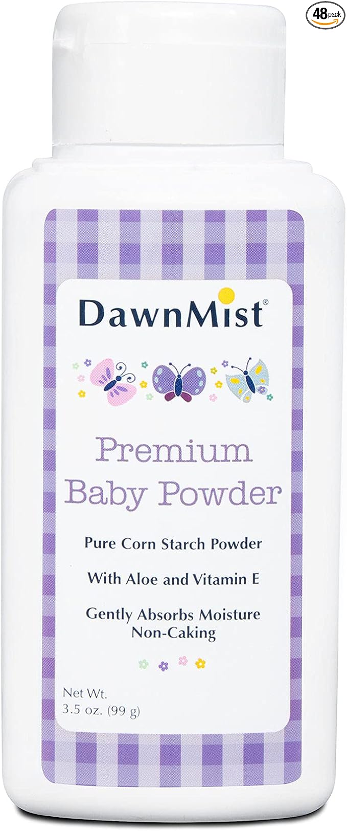 Dukal DawnMist Premium Baby Powder, 3.5 oz Bottles – Talc-Free Formula, Gentle & Soothing for Delicate Skin – Full Case Pack of 48