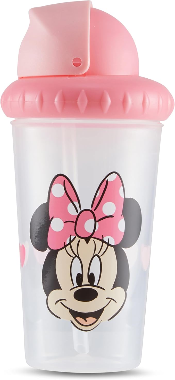 Disney Toddler Sippy Cups for Boys and Girls | 10 Ounce Sippy Cup Pack of Two with Straw and Lid | Durable Leak Proof Travel Water Bottle for Toddlers
