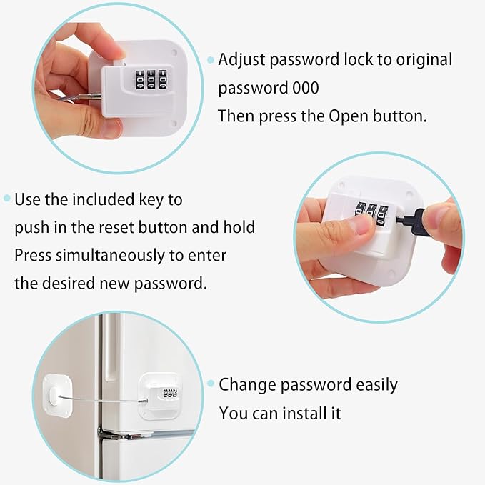 Fridge Lock Refrigerator Freezer Childproof Locks for Cabinets and Drawers Easy Install No Keys Needed Combo Lock Multifunctional Child Safety Cabinet Locks