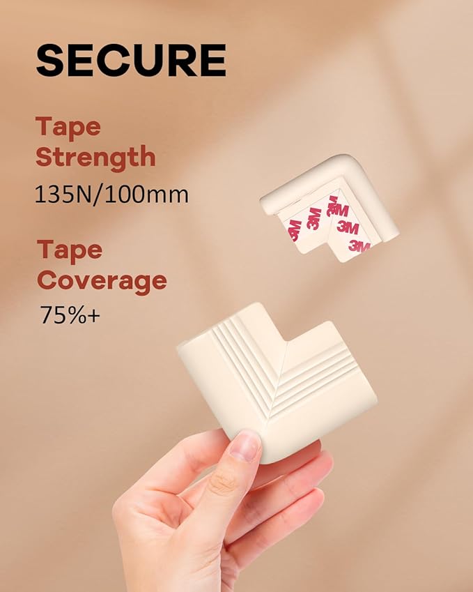 Baby Proofing Corner Guards 8 Pack White, Soft Foam Edge and Corner Protectors for Furniture, Pre-Taped Strong Adhesive Bumpers, Safe for Babies and Toddlers