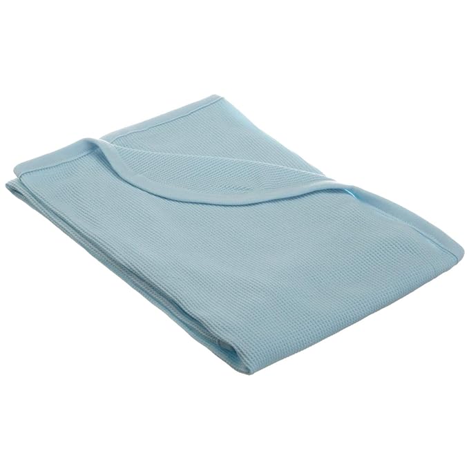 American Baby Company 100% Cotton Thermal Waffle Swaddle Blanket (30" x 40"), Soft, Breathable & Stretchy, Blue, for Boys and Girls, Perfect for Swaddling, Travel and Gifting