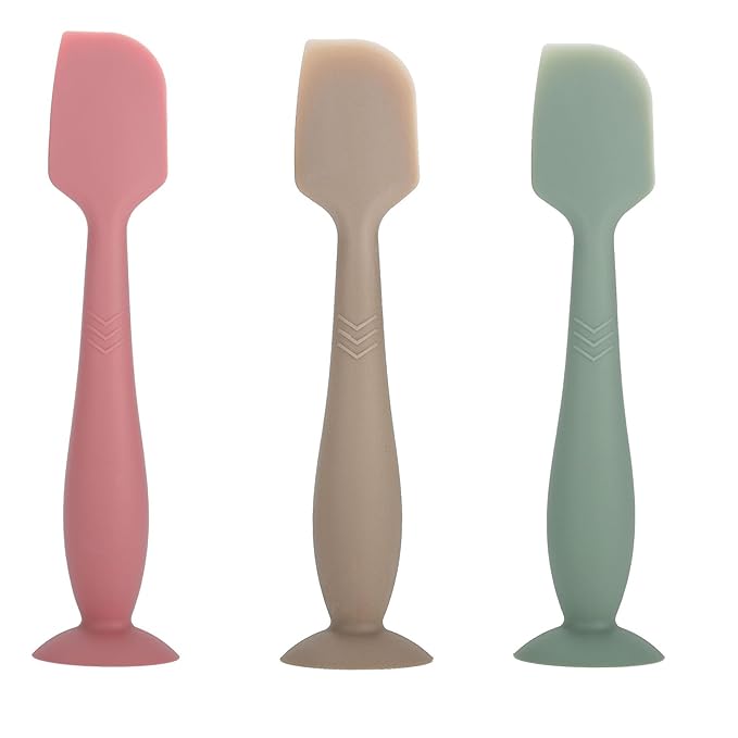 Baby Diaper Cream Spatula, Seeway 3 pack Baby Butt Paste Spatula, Diaper Cream Applicator, Silicone Butt Spatula for Newborn Babies (dark pink, green, brown)
