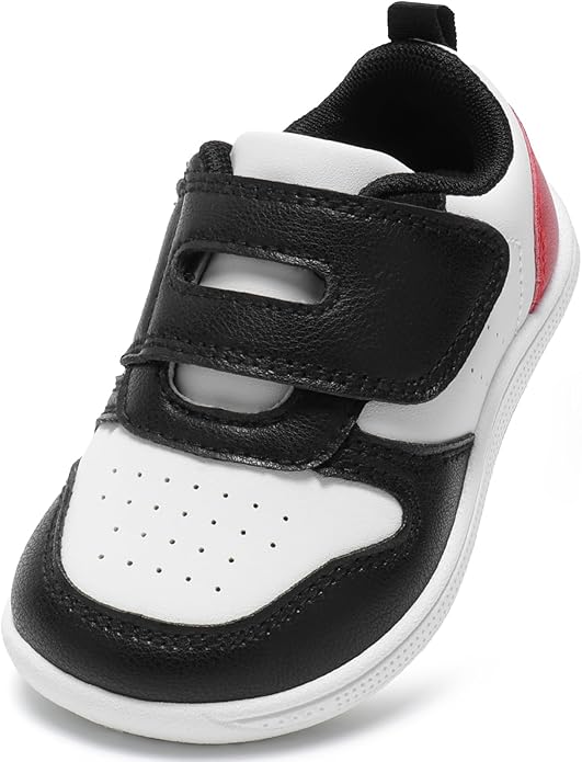 Toddler Wide Toe Box Barefoot Shoes Boys Girls Sneakers Zero Drop Kid Tennis Running Shoes Lightweight Non-Slip Comfortable Leather First Walking Shoe Outdoor Activities School