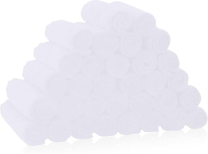 32 Pack Baby Washcloths - 10x10 Inch, Luxury Coral Fleece - Extra Absorbent and Soft Wash Clothes for Newborns, Infants and Toddlers - Suitable for Sensitive Skin and New Born - Baby Shower - White