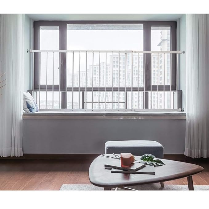 WAOWAO Window Safety Guards for Children Kids Child Toddler Pets Proof Extra Wide White Tension Security Window Guard Gate for Home Fit 61.41"-86.61" Sliding Windows (3 Piece)