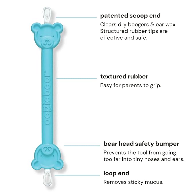 oogiebear: Baby Nose Cleaner & Ear Wax Removal Tool - Safe Booger & Earwax Removal for Newborns, Infants, Toddlers - Dual-Ended - Essential Baby Stuff, Diaper Bag Must-Have - 3 Pack with a Pouch