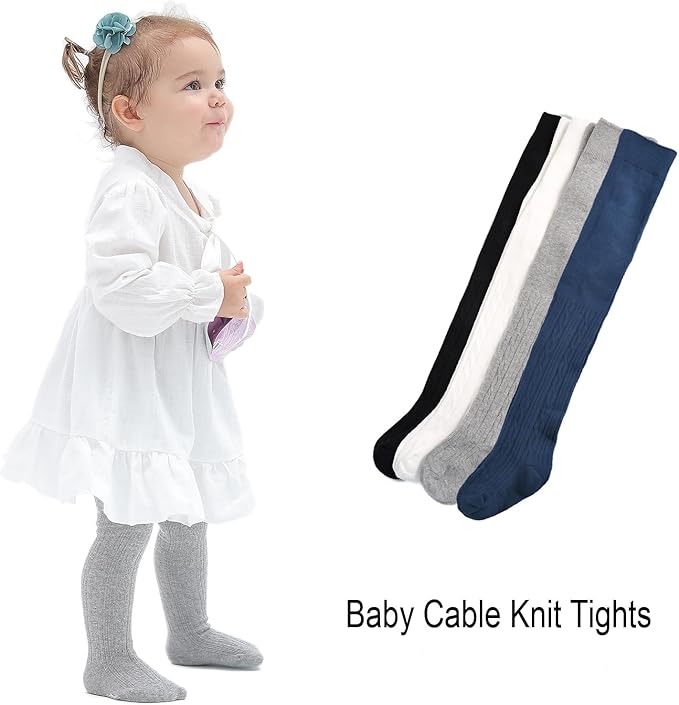 EPEIUS Baby Girl Tights Thick Cable Knit Leggings Stockings Cotton Pantyhose for Newborn Infant Toddler 3/4/5/6 Pack