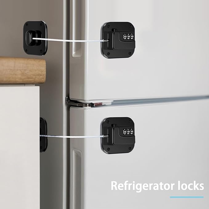 Fridge Lock Refrigerator Freezer Childproof Locks for Cabinets and Drawers Easy Install No Keys Needed Combo Lock Multifunctional Child Safety Cabinet Locks