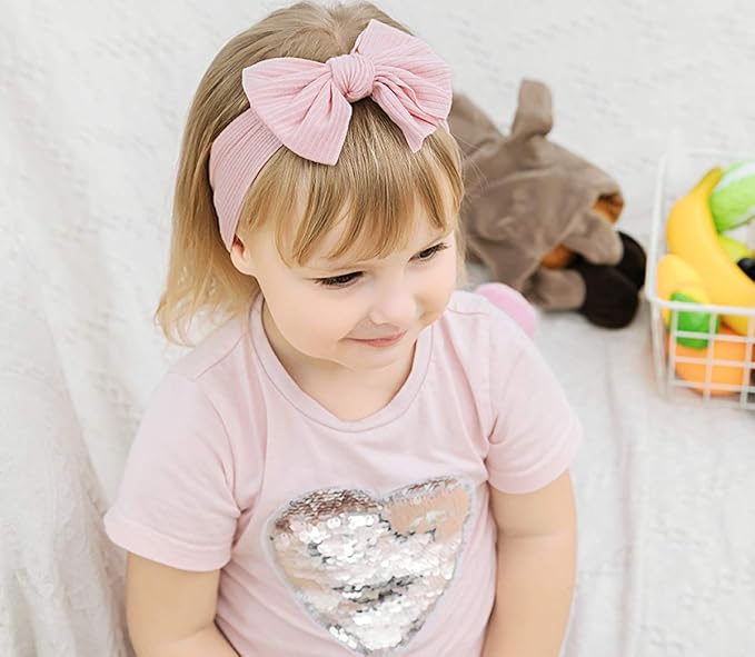 Mookiraer Baby Girls Headbands with Bows Handmade Hair Accessories Stretchy Hairbands for Newborn Infant Toddler Baby Essentials (Figure 7pcs)