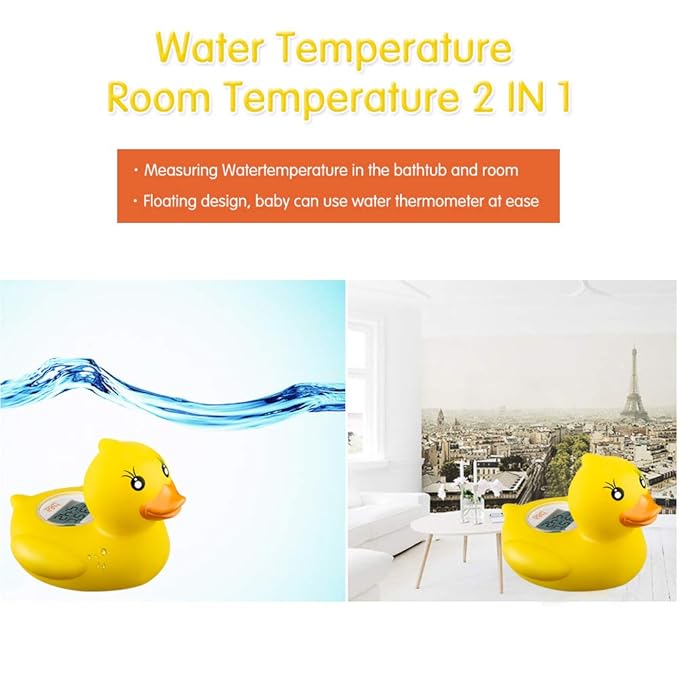 b&h Baby Bath Thermometer, The Infant Bath Floating Toy Safety Temperature Water Thermometer, Baby Bath Essentials (Lady Duck)