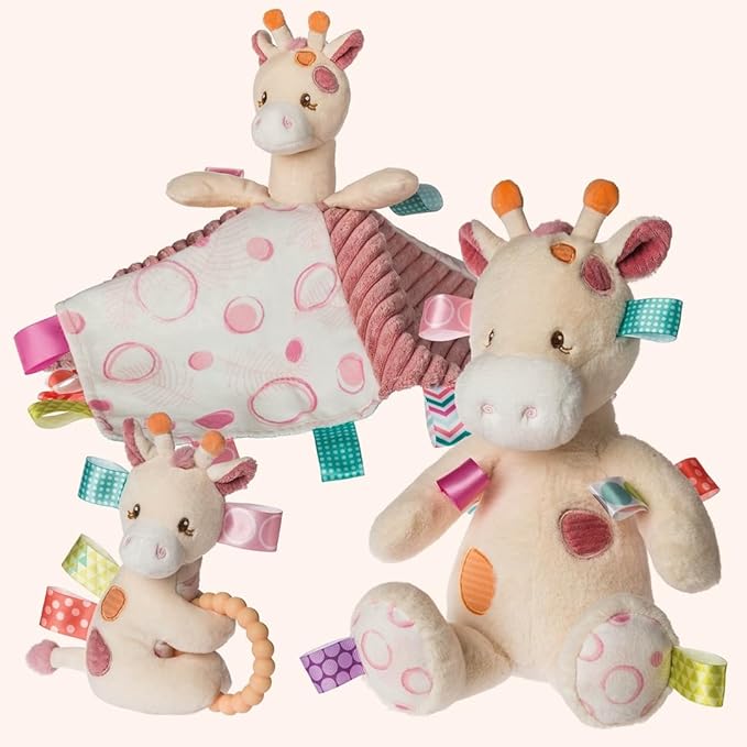 Mary Meyer Taggies Soft Baby Rattle with Teether Ring and Sensory Tags, 6-Inches, Tilly Giraffe